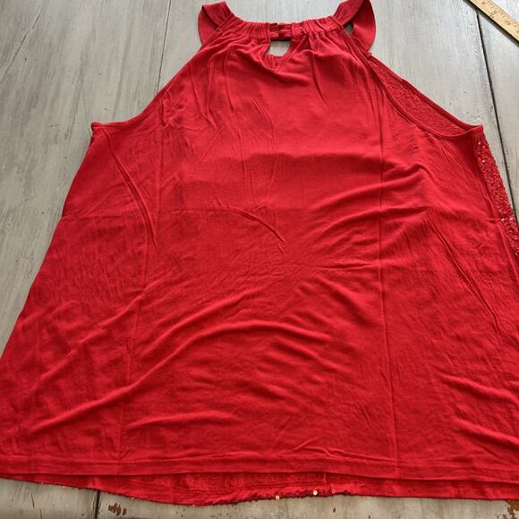 NWT International Concepts Red Sequin Keyhole Halter Top Sz 3X Sparkly - Picture 6 of 7